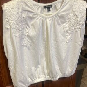 Express White Embellished Boxy Blouse